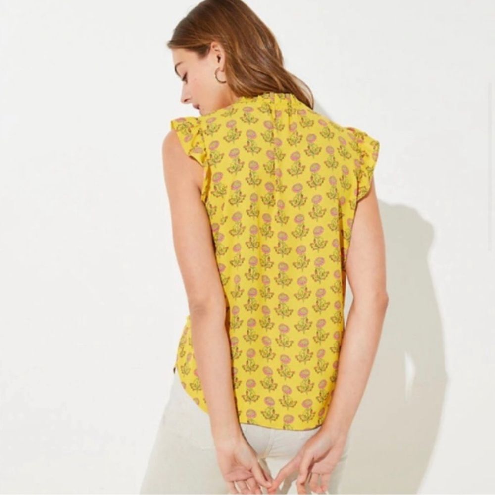 LOFT Peony Ruffle Split Neck Top - Picture 2 of 7
